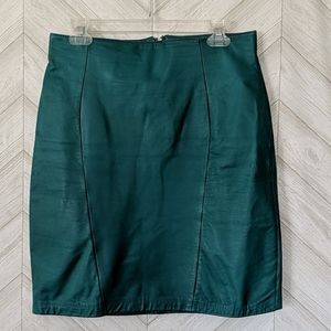 VINTAGE Teal/Turquoise Leather Skirt RARE